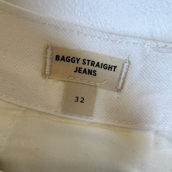 Madewell Baggy Straight Jeans Size 32 White Denim 100% Cotton NWT - Picture 5 of 7